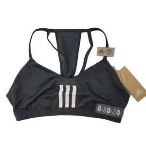 Adidas Womens Sports Bra Size M Black All Me 3-Stripes Low Impact FT1871